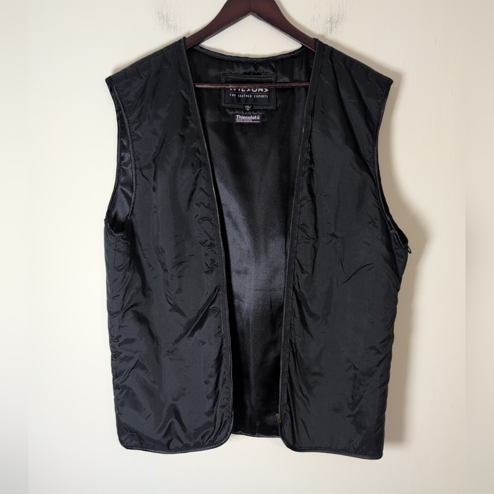 Wilsons Leather Jacket Outside Zip & Buttons Men's M Black Thinsulate Lined - Picture 7 of 16